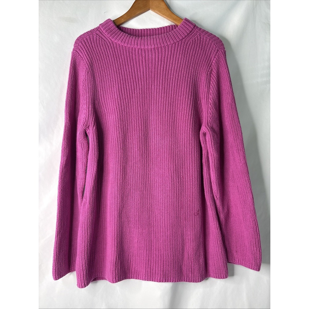 Talbots Chunky Ribbed Mock Neck Pull Over Sweater  Hot Pink XLP Preppy Casual